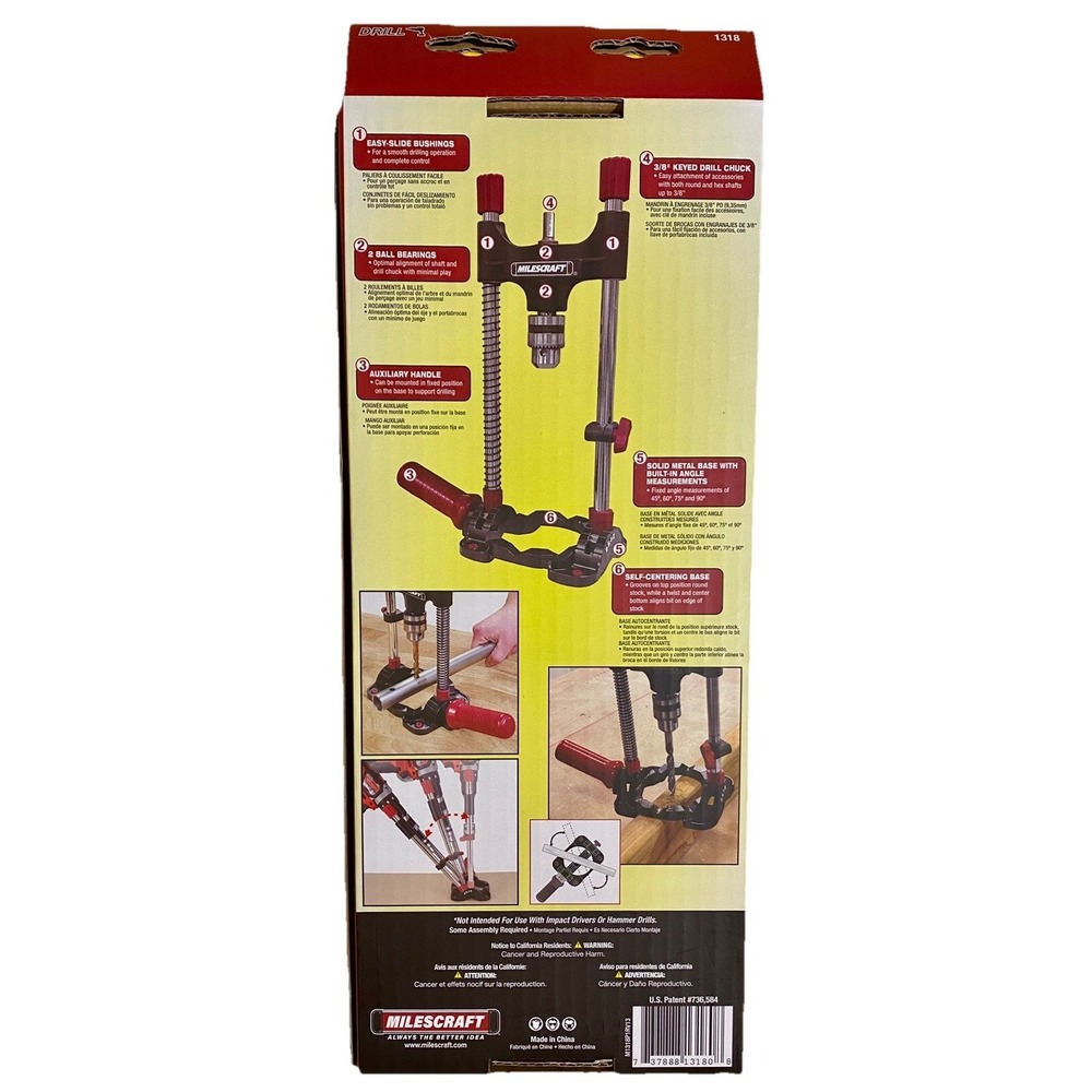 Milescraft 1318 DrillMate Portable Drill Press Guide with 3/8 inch Keyed Chuck - Picture 2 of 8